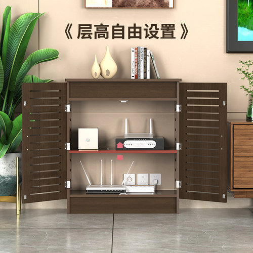 多媒体盒遮挡箱路由器机顶盒免打孔落地收纳盒网线插座立式装饰柜