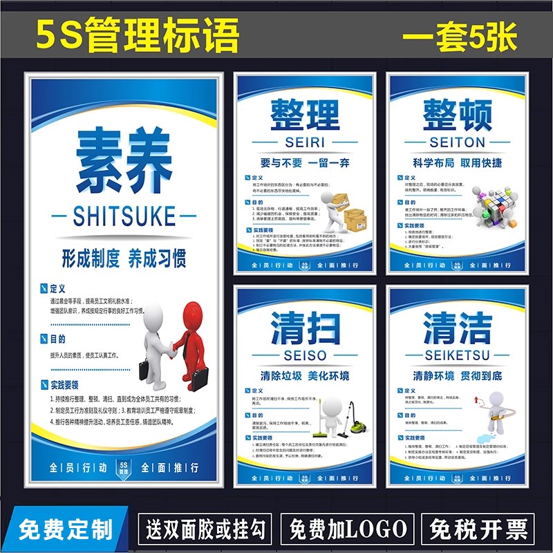 6S管理标语5S/7S/8S/10S企业文化宣传海报车间仓库展板挂图标识牌