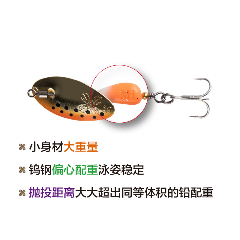 捉妖工功坊鬼流星钨钢飞旋转亮片白条马口军鱼鳟鱼微物溪流路亚饵