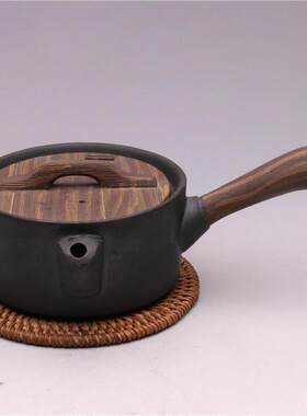 龙砂陶销售宜兴紫砂日式粗陶泡茶器200毫升制作侧把壶