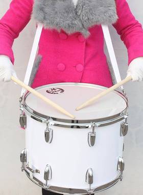 美贝特14寸白色行进鼓不锈钢材可调节带鼓棒背带钥匙乐器零件