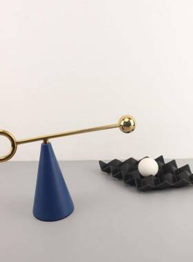 现代简约欧式几何静态平衡摆件橙色底座样板房售楼处软装饰品摆设