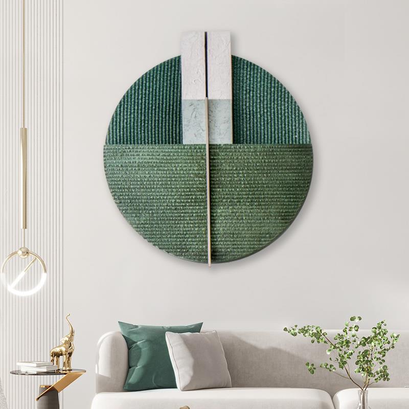 现代简约立体客厅装饰画手绘肌理圆形轻奢挂画玄关卧室实物装置画