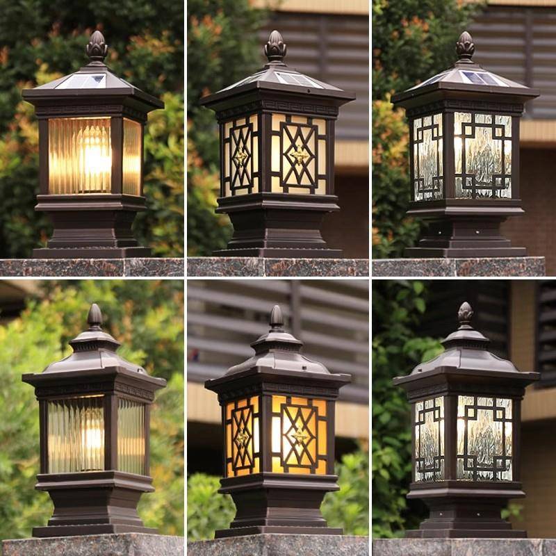 庭院灯太阳能户外防水别墅大门口柱子接电款新中式围墙室外柱头灯