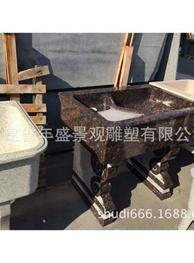 福建现货大理石整体洗衣池阳台石材洗衣盆带搓板一体