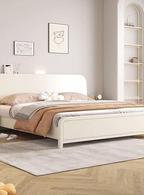 白色全实木床现代简约奶油风格1.8米双人床北欧1.5主卧公主储物床