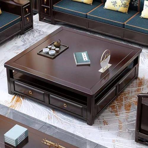 新中式实木茶几大方几电视柜组合轻奢桌子客厅茶桌小户型储物茶台