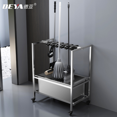 304不锈钢拖把池商用移动拖把架D水池长方形阳台墩布池家用拖布池