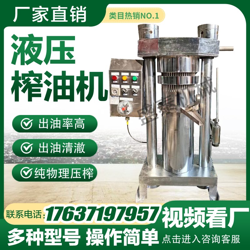 榨油机液压漆籽芝麻油莎豆杏仁商用碧根果椰蓉核桃胡麻立式香油机