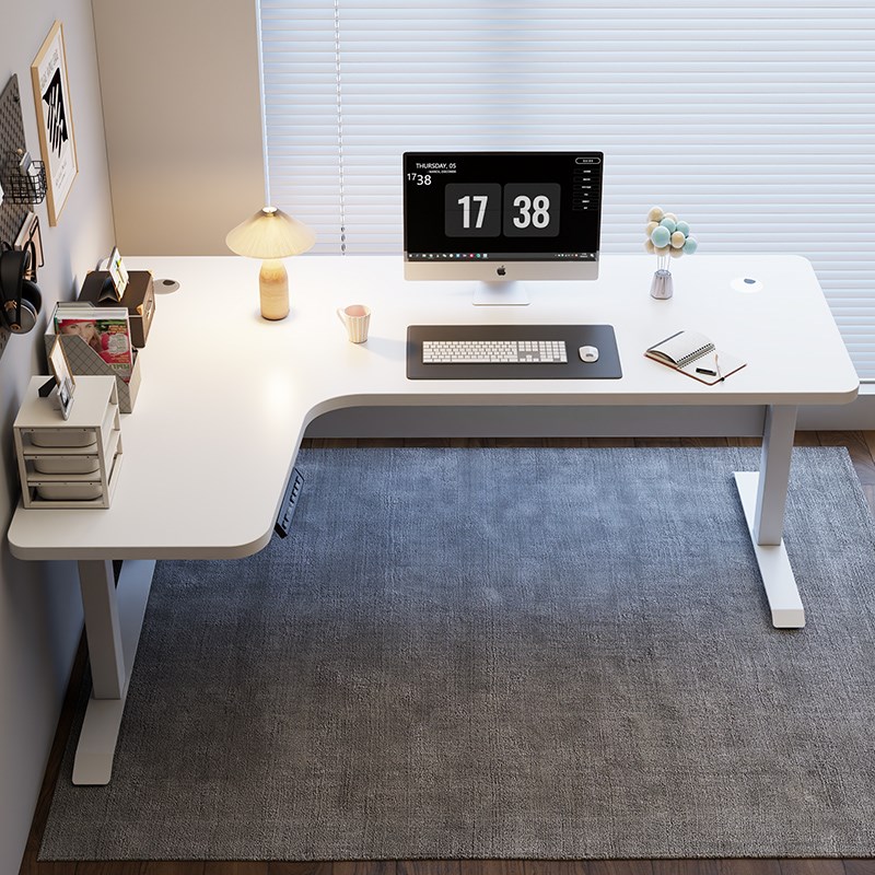 转角电动升降桌家用实木学习桌办公桌工作台L型智能电动拐角书桌