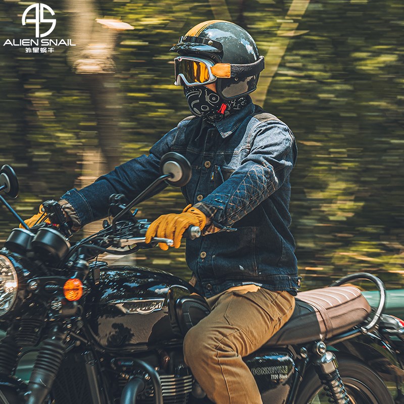 摩托车骑行服男凯旋哈雷复古机车服春秋牛仔服防摔衣服