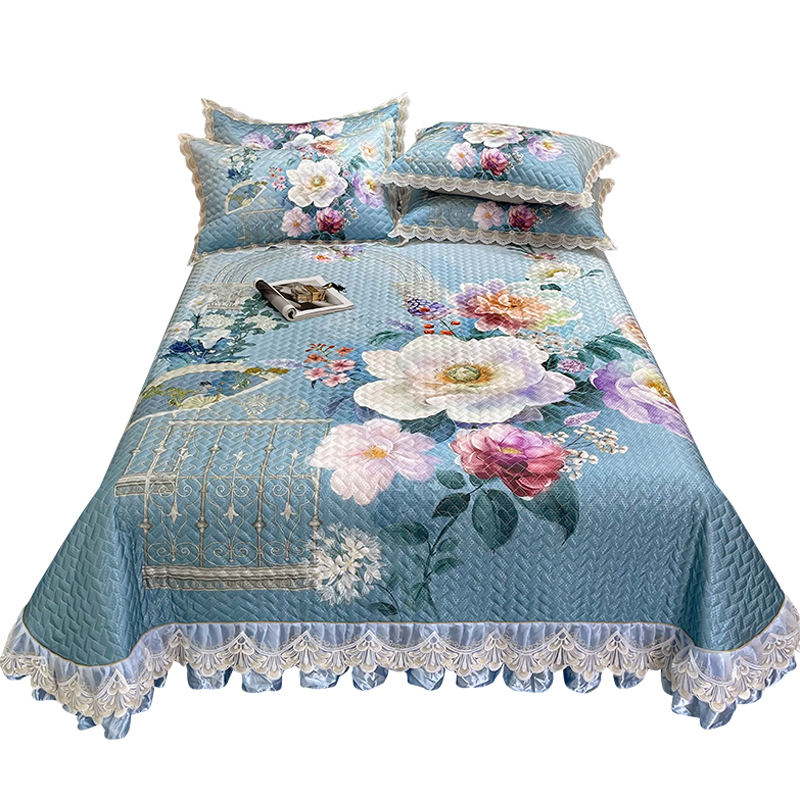 夏季冰丝凉席三件套床盖款夹棉床单可水洗机洗1.8m双人空调软席子