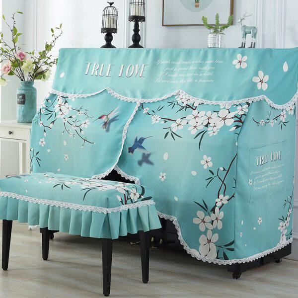 田园钢琴巾盖巾钢琴刺绣印花布艺钢琴套防尘罩钢琴罩全罩半开款