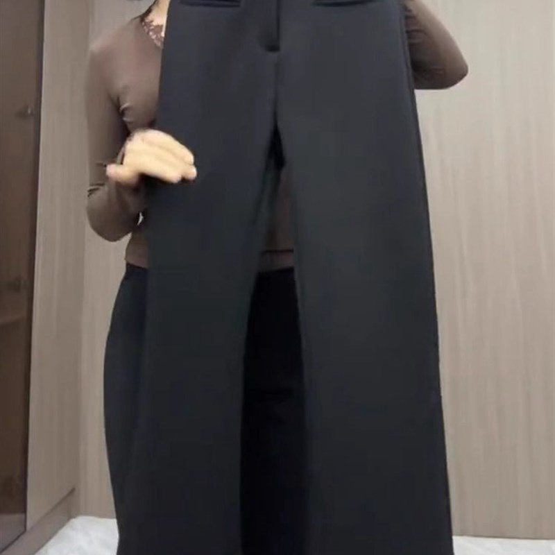 黑色裤子女2025新款夏季垂感高腰微喇裤女休闲西裤弹力显瘦喇叭裤