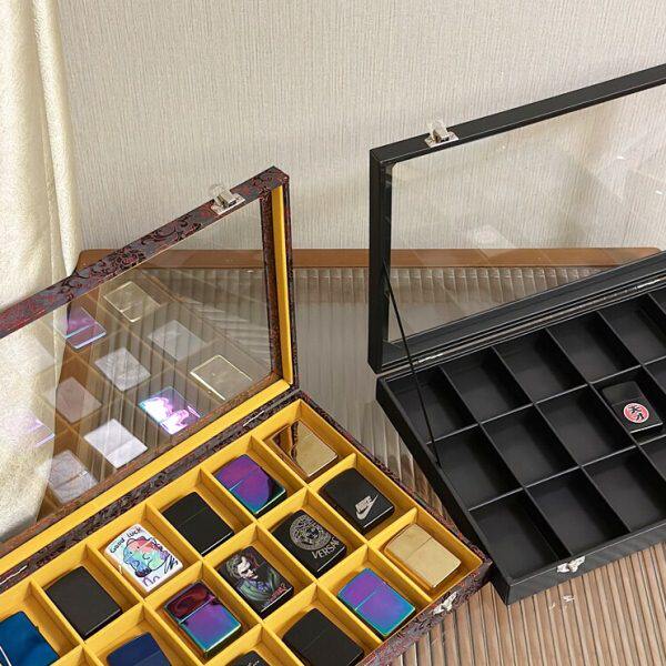 大容量煤油打火机收纳盒子礼品箱格子展示盒ZORRO佐罗带盖玻璃盒