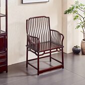 赞比亚血檀梳背椅实木休闲椅新中式 靠背椅非洲小叶紫檀仿古扶手椅