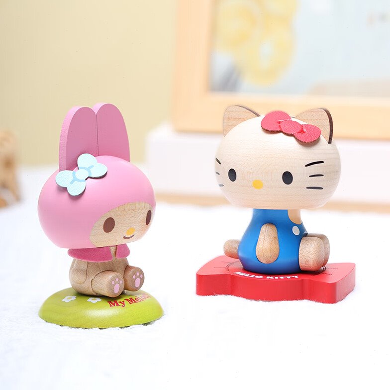 森活木趣台湾木质车载弹簧摆件美乐蒂Melody车内摇头公仔装饰品
