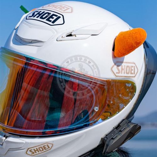 胡萝卜头盔装饰品毛绒挂件摩托车电动车配饰滑雪盔挂饰可爱猫耳朵