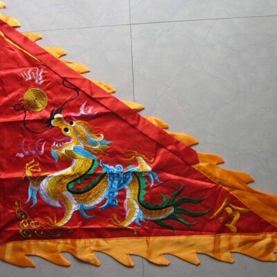 龙旗三角旗进香旗经旗佛旗令旗三角旗五营旗双面绣龙旗彩旗1.2米