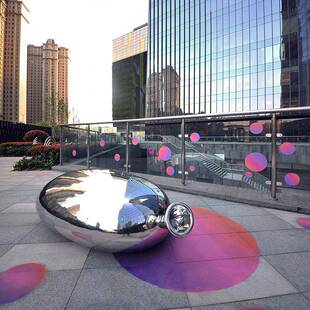 不锈钢坐凳异形镜面鹅卵石头座椅户外广场创意组合水壶暖宝休闲椅