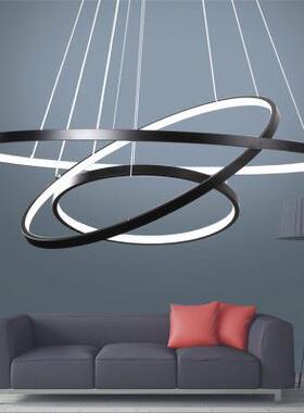 led吊灯圆环形现代简约客厅灯轻奢样板房灯具餐厅吊线灯中山灯具