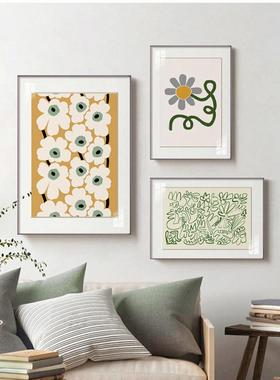 北欧风格装饰画客厅餐厅墙上壁画文艺小清新黄色花朵抽象花卉挂画
