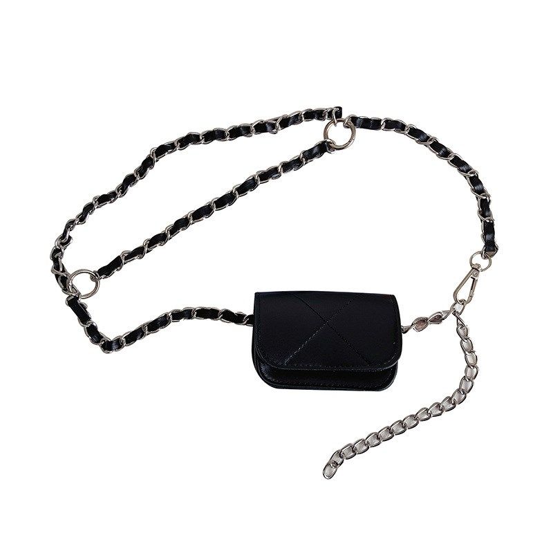 欧美复古编织腰链小包包女ins迷你金属百搭链条腰带配裙子皮带潮