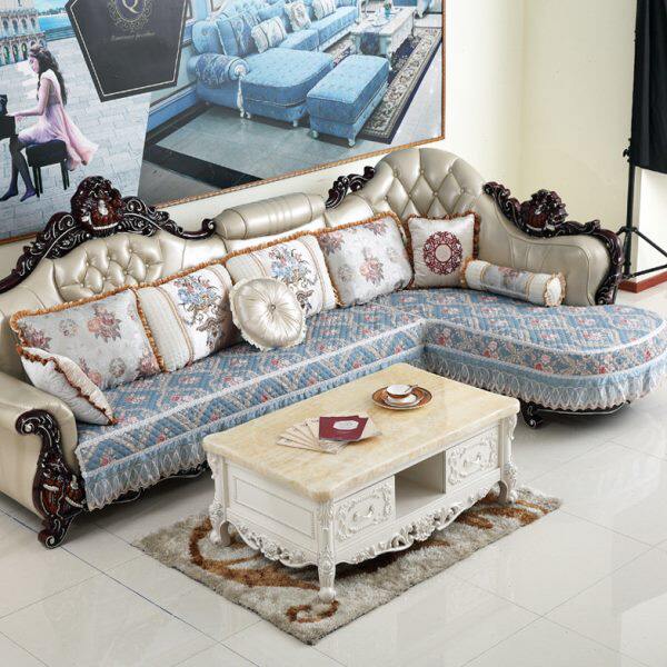 欧式真皮沙发垫防滑LU型贵妃组合高档奢华客厅四季套罩巾全包定做