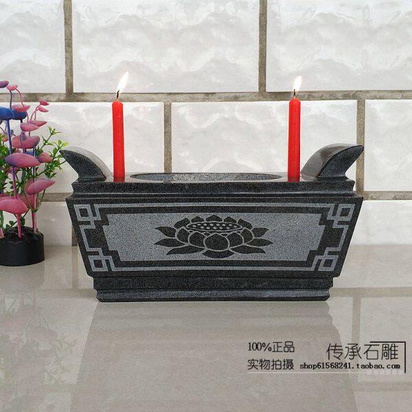 墓地祭祀石香炉石雕香炉石花瓶供奉石头香炉方形带蜡烛台香炉包邮