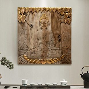 异丽东南亚风格 饰品 餐厅会所实木木雕菩提壁饰玄关壁挂挂件墙面装