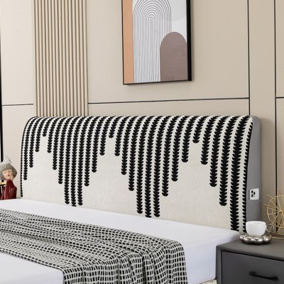 北欧风防尘床头罩套可拆洗弹力全包床头靠背套软包木质床头保护套