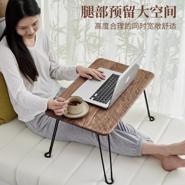 黑胡桃木飘窗桌子轻奢榻榻米可折叠矮桌日式小茶几实木炕几小茶台