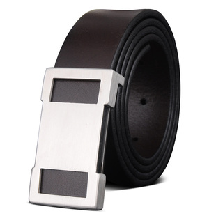 腰带商务 裤 不锈钢皮带男士 真皮平滑扣头层牛皮整张皮单层皮潮正装