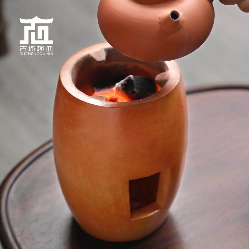 红泥户外果木炭明火高炉家用茶室空间功夫复古茶炉围炉煮茶烧水炉