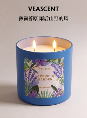 Veascent香薰蜡烛大容量300g薄荷青草香高颜值氛围感家居香薰摆件
