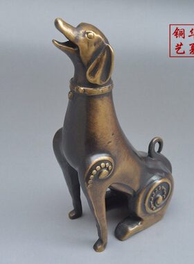 纯铜生肖狗摆件全黄铜复古哮天犬摆设办公室书桌桌面装饰工艺礼品
