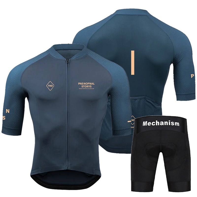 PNS夏季速干透气排汗山地自行单车队版短袖骑行服套装男女牛奶丝
