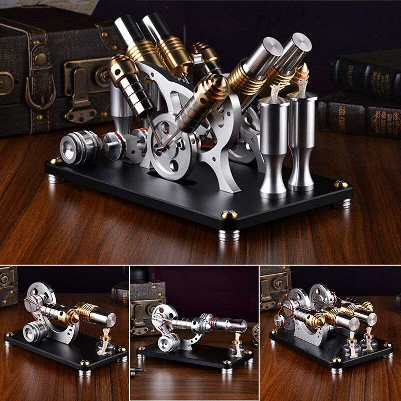 不锈钢斯特林外燃引擎发电热机迷你引擎模型燃油科学物理实验