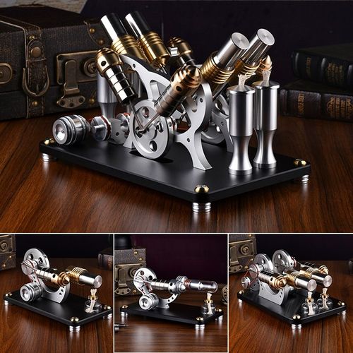 不锈钢斯特林外燃引擎发电热机迷你引擎模型燃油科学物理实验