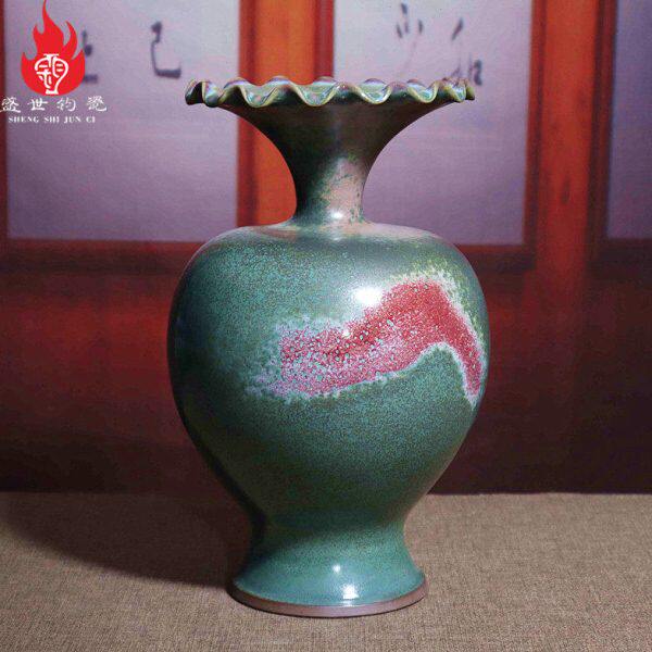 神垕镇钧瓷花瓶全手工手拉坯中式简约创意钧窑陶瓷插花器装饰摆件