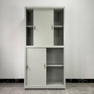带锁储物资料柜办公室档案文件柜书柜加厚铁皮玻璃移门钢柜凭证柜