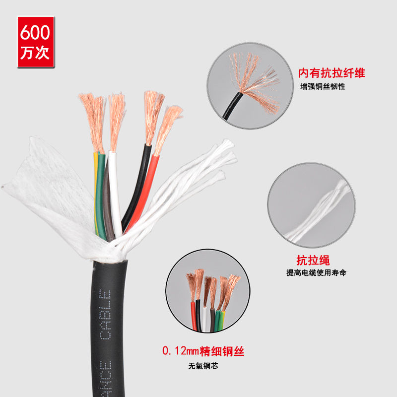 高柔性拖链电缆TRVV2芯3芯4芯5芯6芯0.3/0.5平方耐油耐寒坦克链线