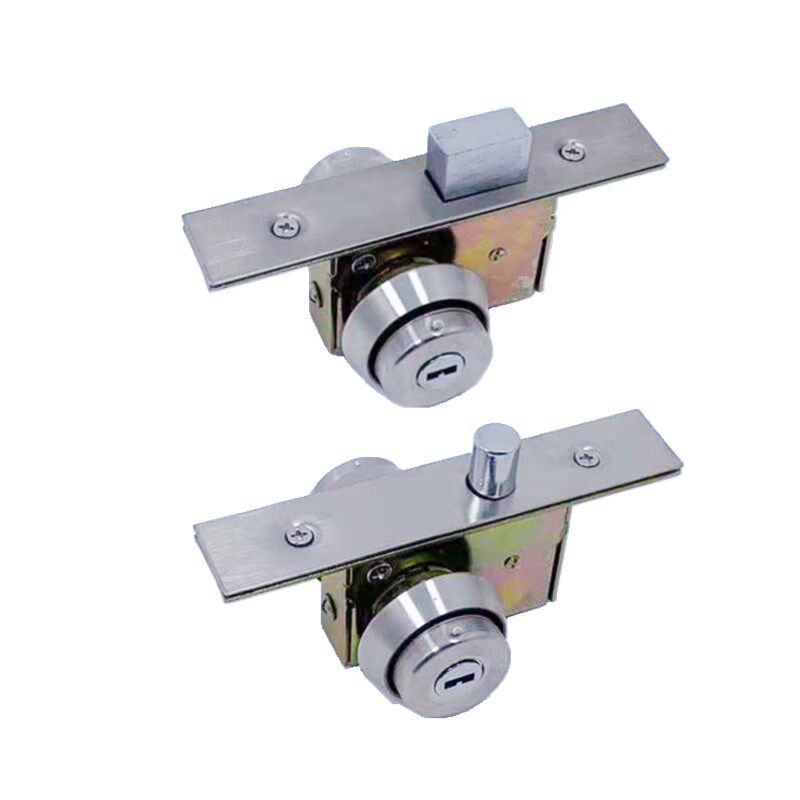 有框玻璃门地锁肯德基铝合金木门锁地插锁带钥匙双面地锁夹通用型