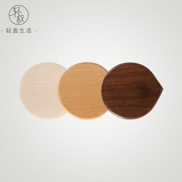 轻叔实木随身小镜子女便携迷你化妆镜滑盖折叠定制化妆包随身镜