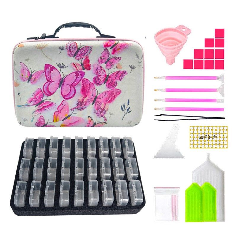 DIY钻石画工具手提式蝴蝶70圆瓶收纳包快速点钻笔工具组合套装款,居家布艺,钻石绣,淘宝优惠券,粉丝福利购,淘宝优惠卷