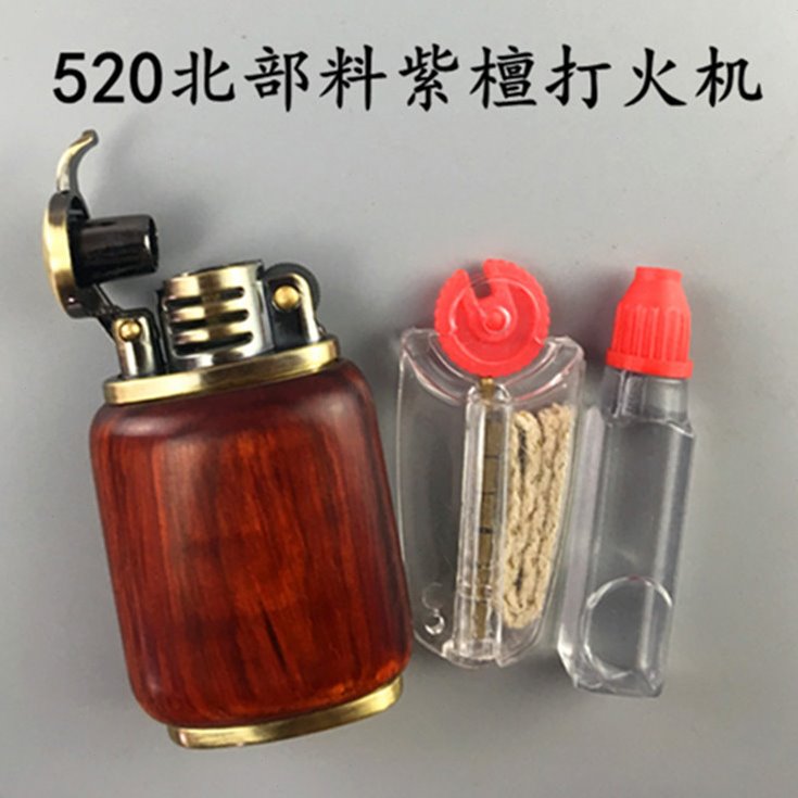 紫檀木老九门打火机充电式打火机红木煤油木质佐罗机芯厂家直供图片