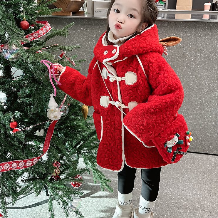 拜年服女童冬装外套加厚女宝宝过年服冬季儿童新年装龙年女孩大衣
