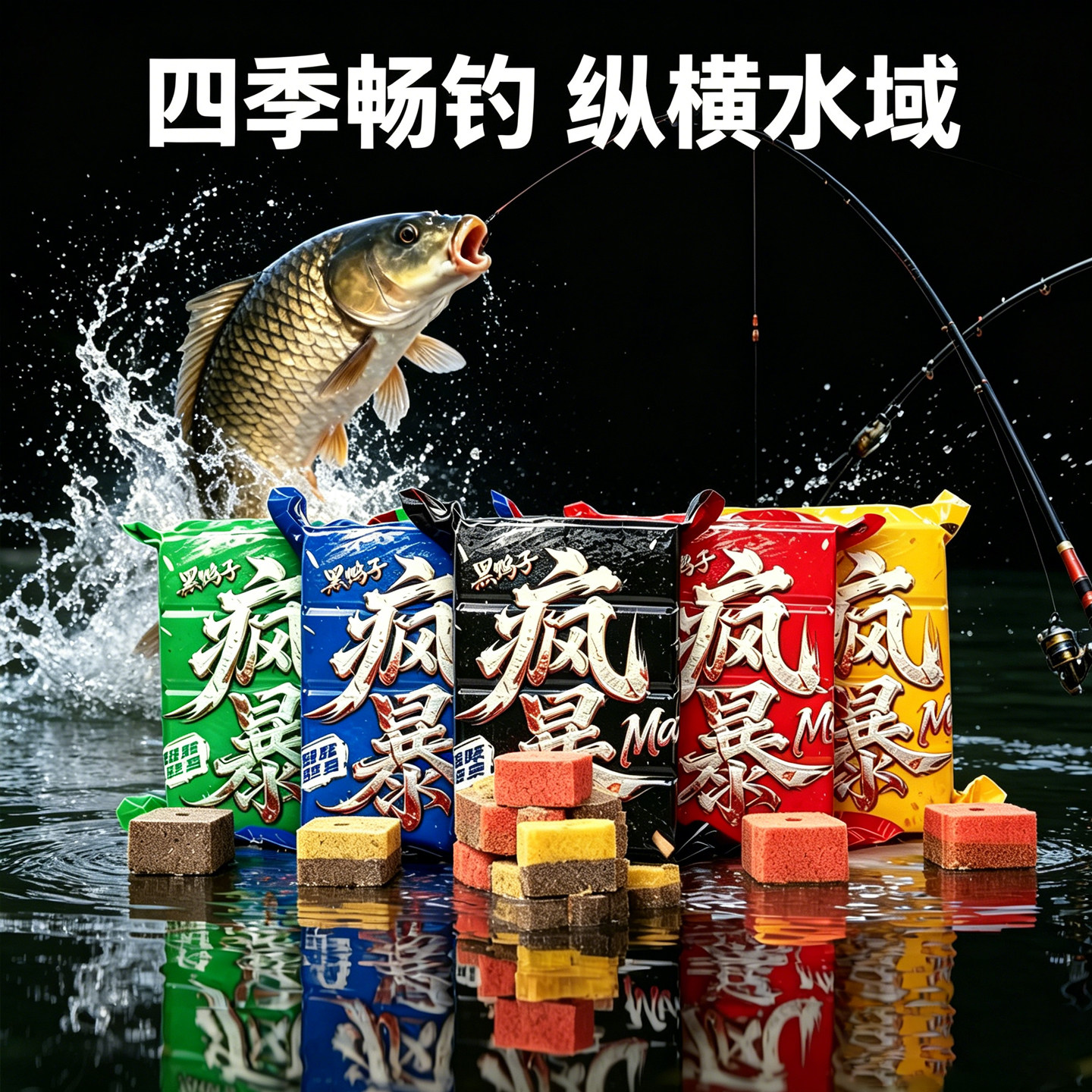 黑鸭子新品疯爆Max方块饵料黑坑用抛竿钓水库池塘钓鲢鳙草鱼通杀