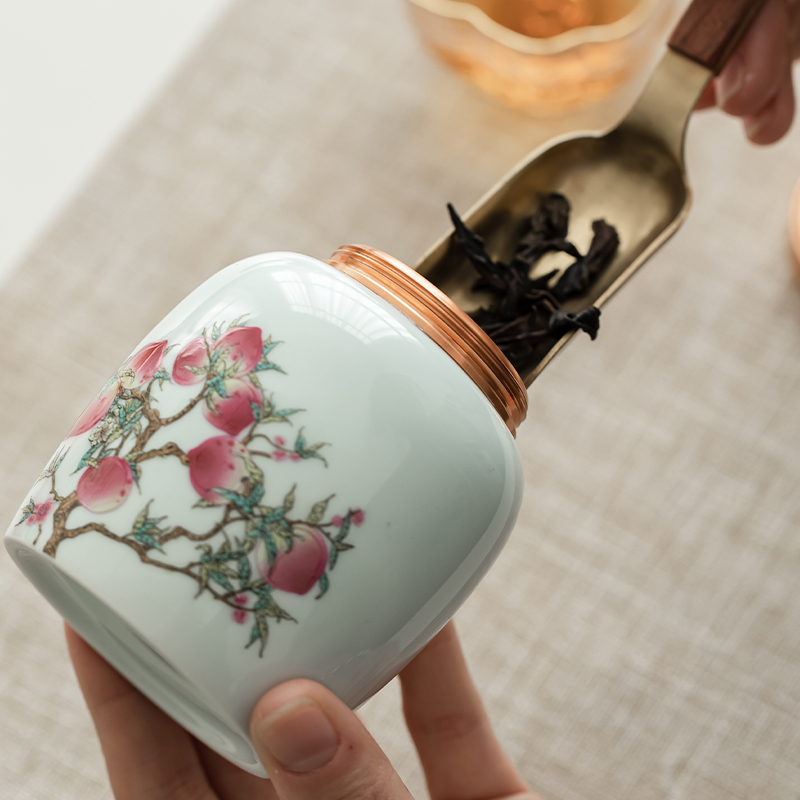 九桃茶叶罐陶瓷密封茶罐小号糖果密封F罐普洱红茶绿茶空包装存茶