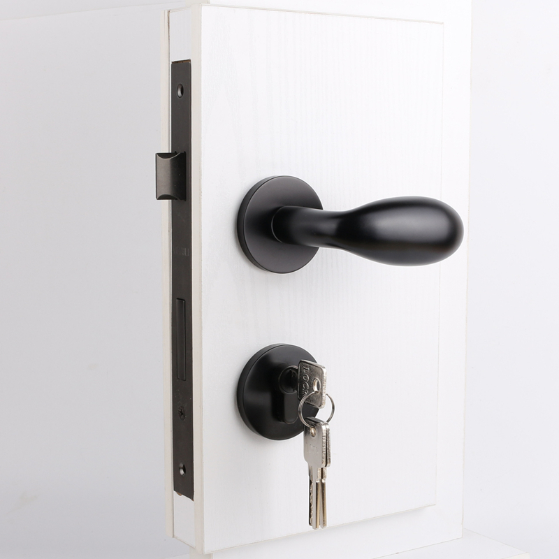 依佰利太空铝黑色门锁欧式简约E房门锁椭圆把手室内静音门锁